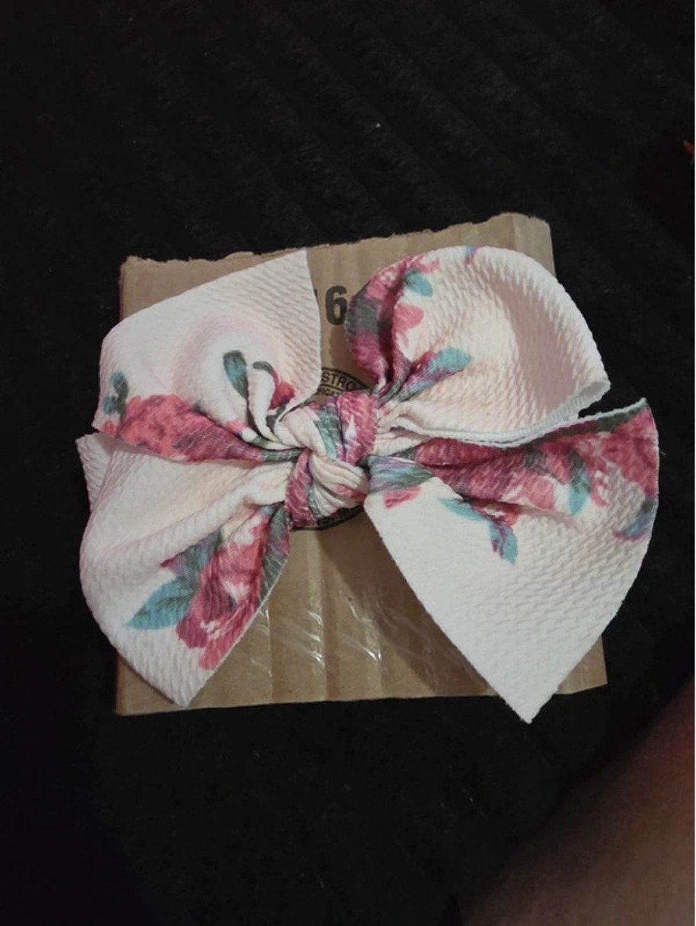 Light pink floral bow/headwrap
